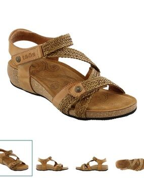 Taos  Trulie Tan Braided Strappy Sandal for Women (camel) size 6-6.5